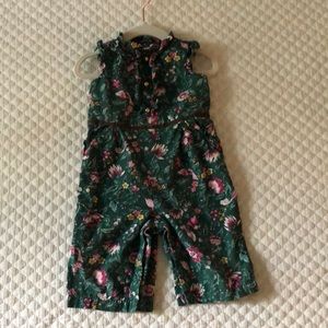 Janie and Jack Central Park Green Floral Ruffle Jumpsuit